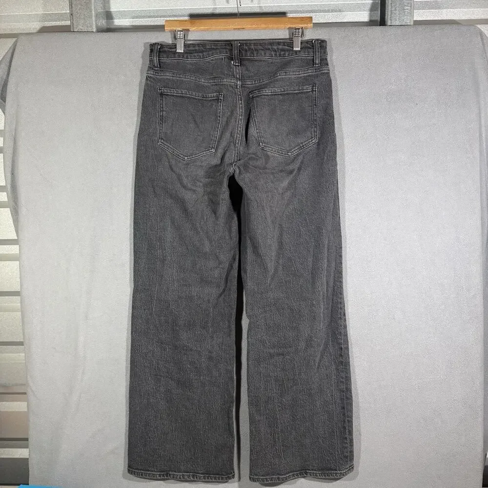 Quince Women Bella Stretch Jeans Gray Pants 30x28 Cotton Dark Grey Black